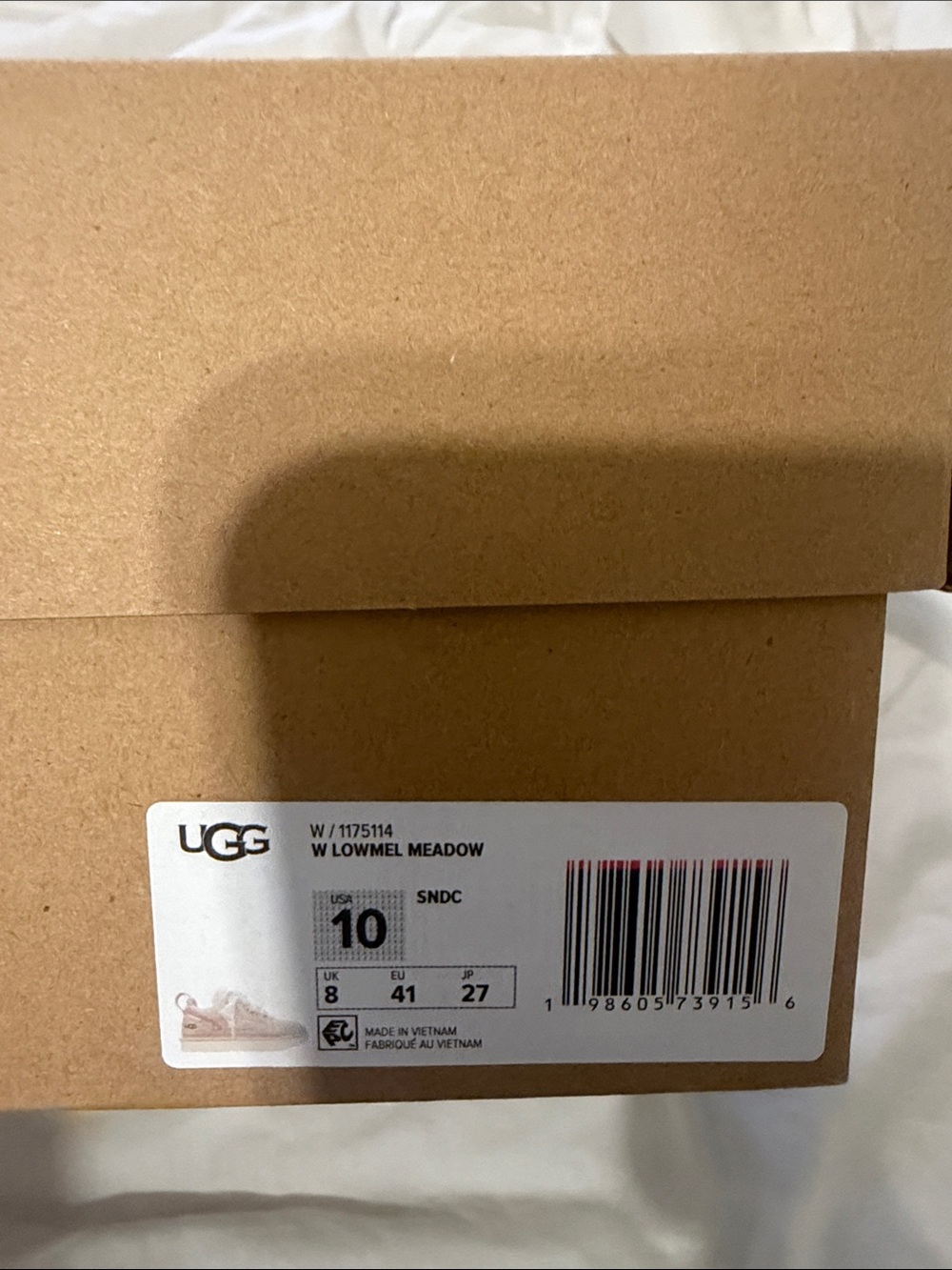 UGG lowmel Meadow Tan Sneakers with Pink Lining and White Laces - Picture 4 of 7